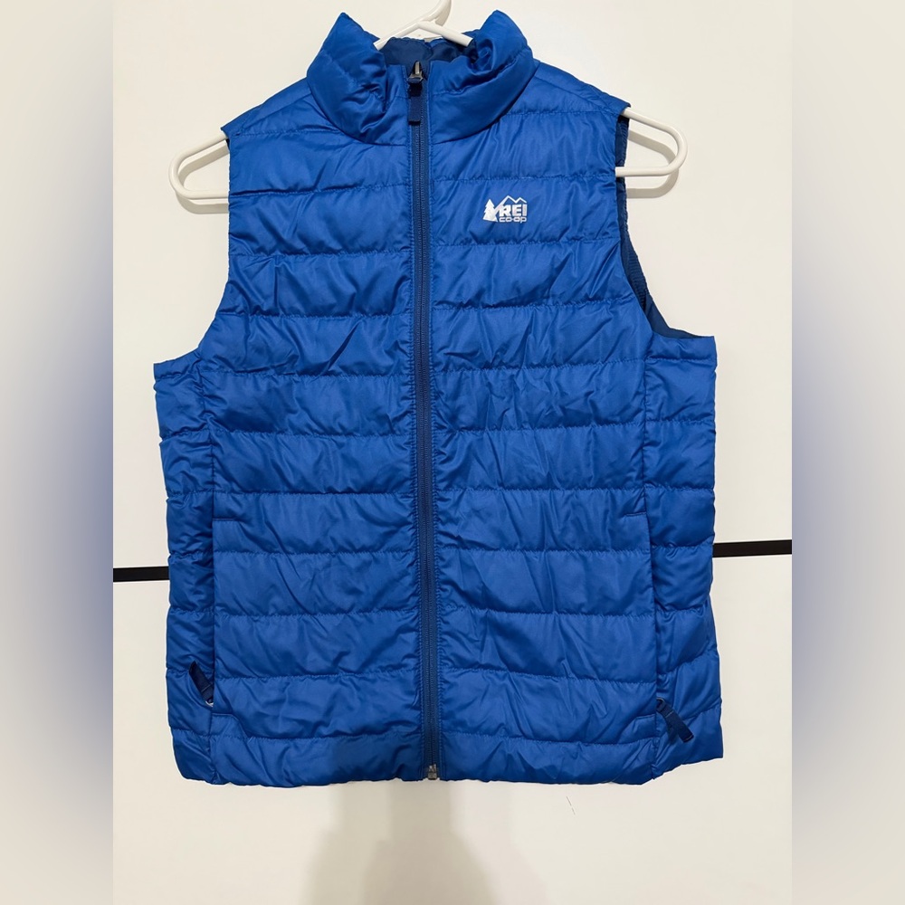 REI Co-op Vest Youth Large (14-16) Blue Quilted Jacket Puffer Kids Full Zip
